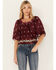 Image #1 - Shyanne Women's Satin Butterfly Sleeve Top, Maroon, hi-res