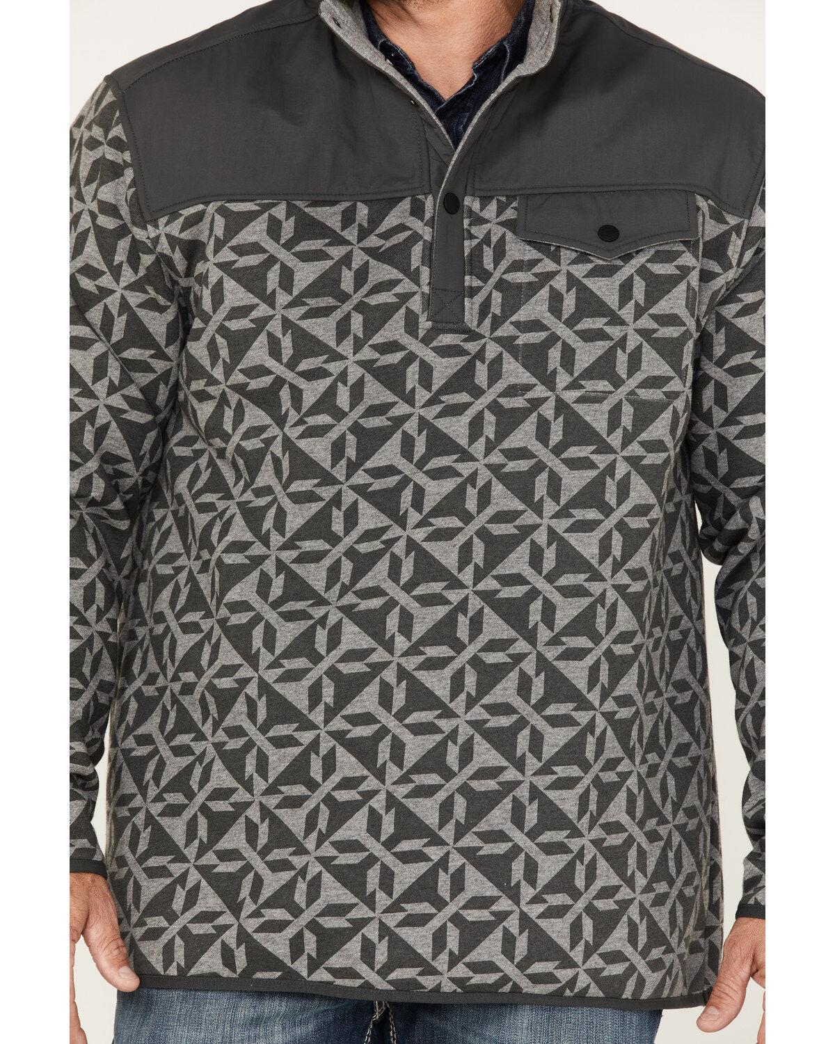 Image #3 - RANK 45® Men's All In 1/4 Snap Geo Print Fleece Pullover, , hi-res