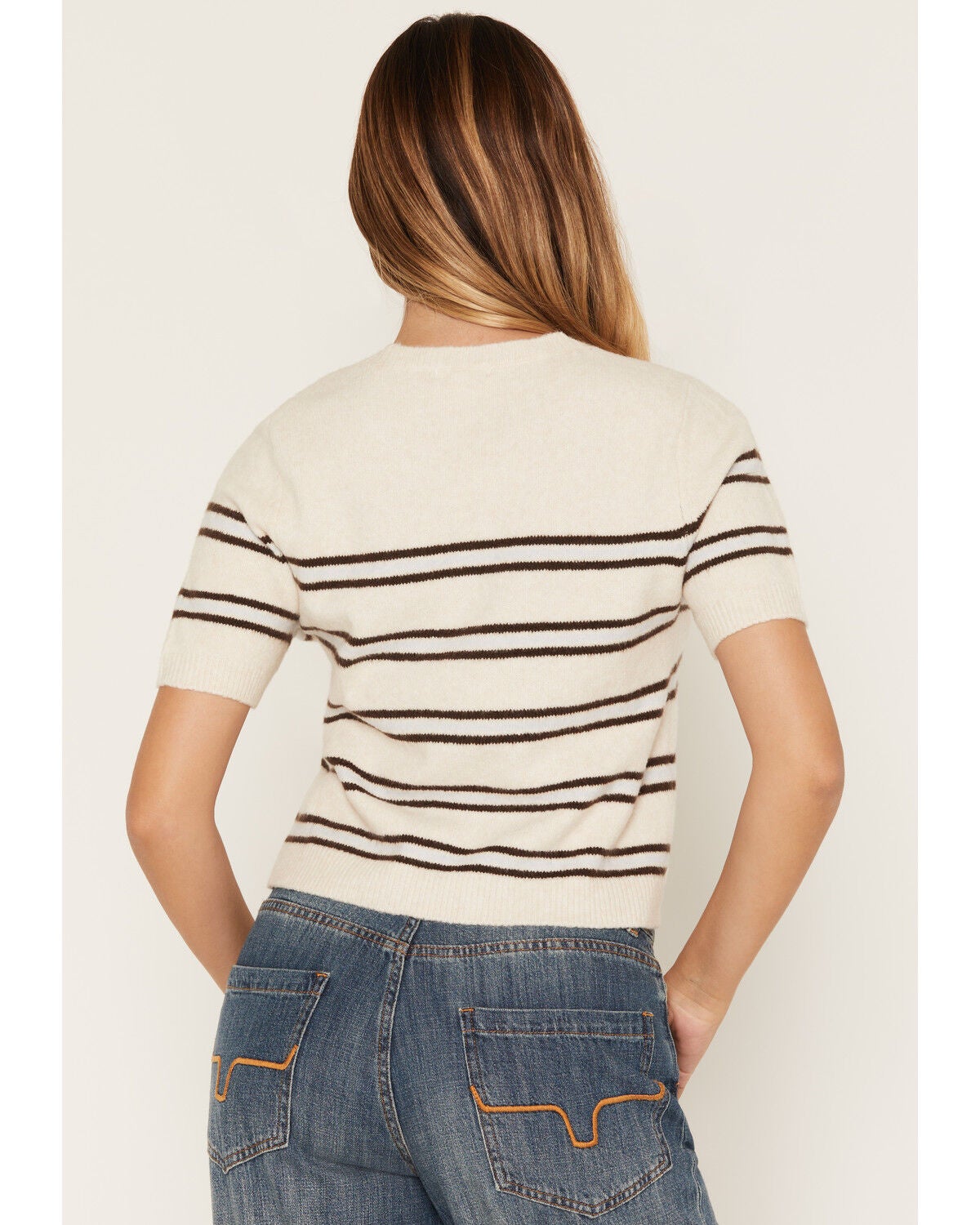 Image #4 - Z Supply Women's Striped Short Sleeve Sweater, Oatmeal, hi-res
