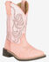 Image #1 - Smoky Mountain Little Girls' Painted Prairie Performance Western Boots - Broad Square Toe, Pink, hi-res
