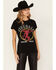 Recycled Karma Women's Fireball Rhinestone Graphic Tee, Black, hi-res