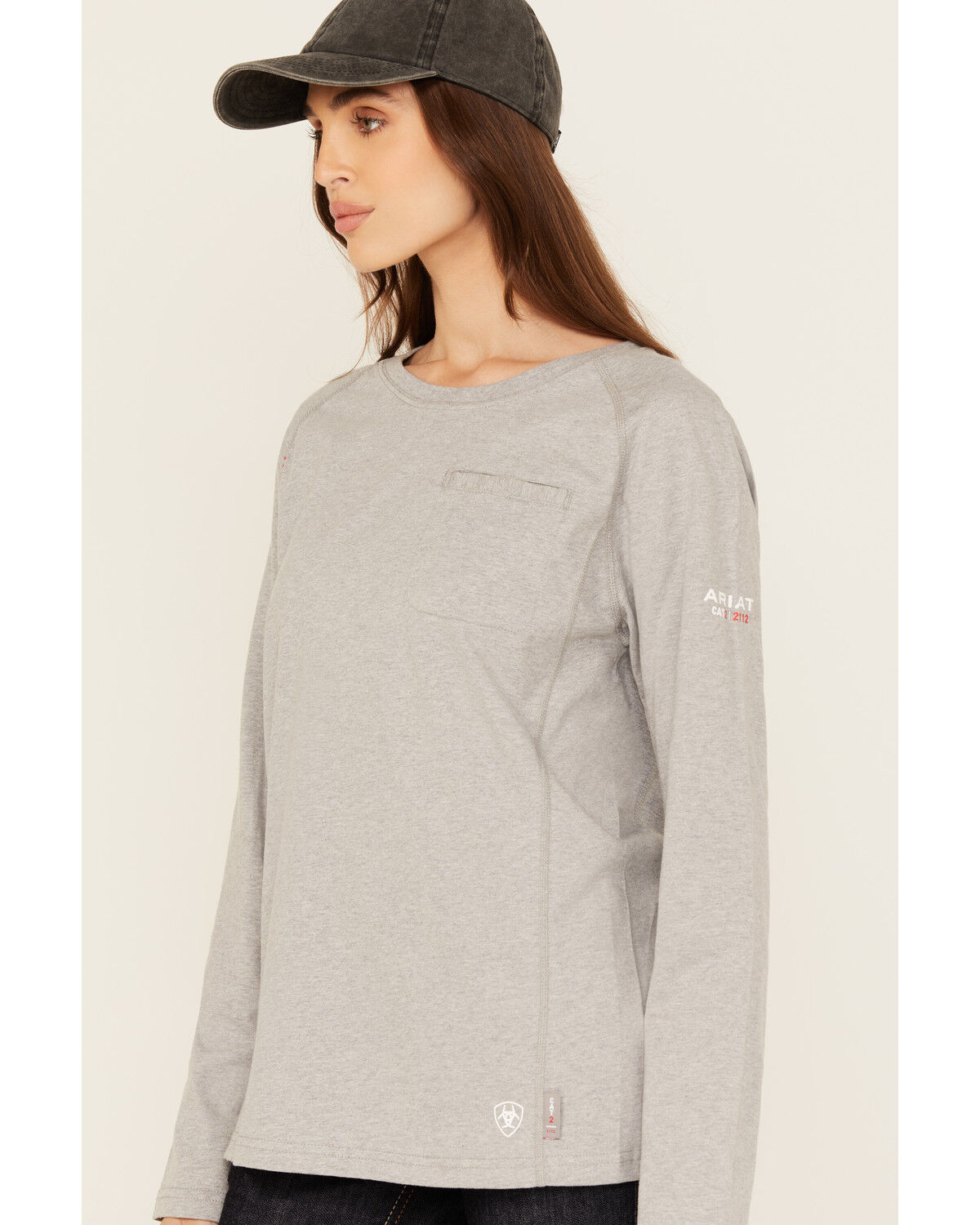 Image #3 - Ariat Women's FR Air Bolt Logo Long Sleeve Graphic T-Shirt, Grey, hi-res
