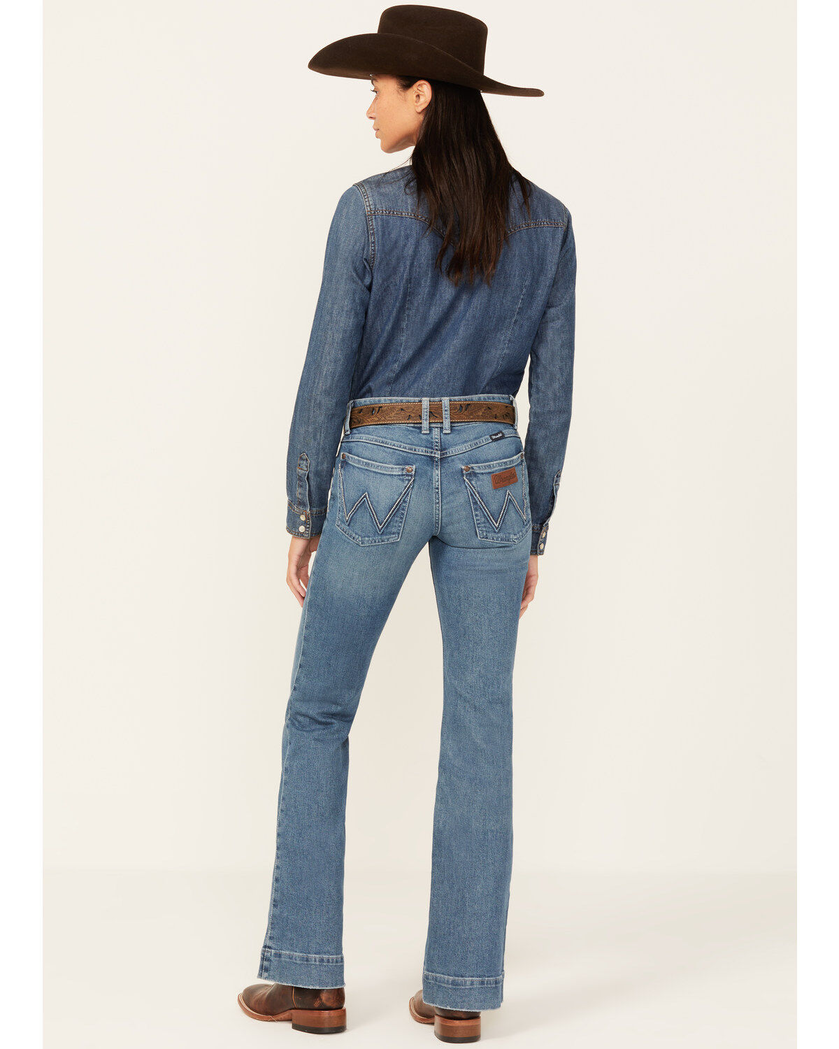 Image #3 - Wrangler Retro Women's Sadie Medium Wash Low Rise Stretch Trouser Jeans, Medium Wash, hi-res