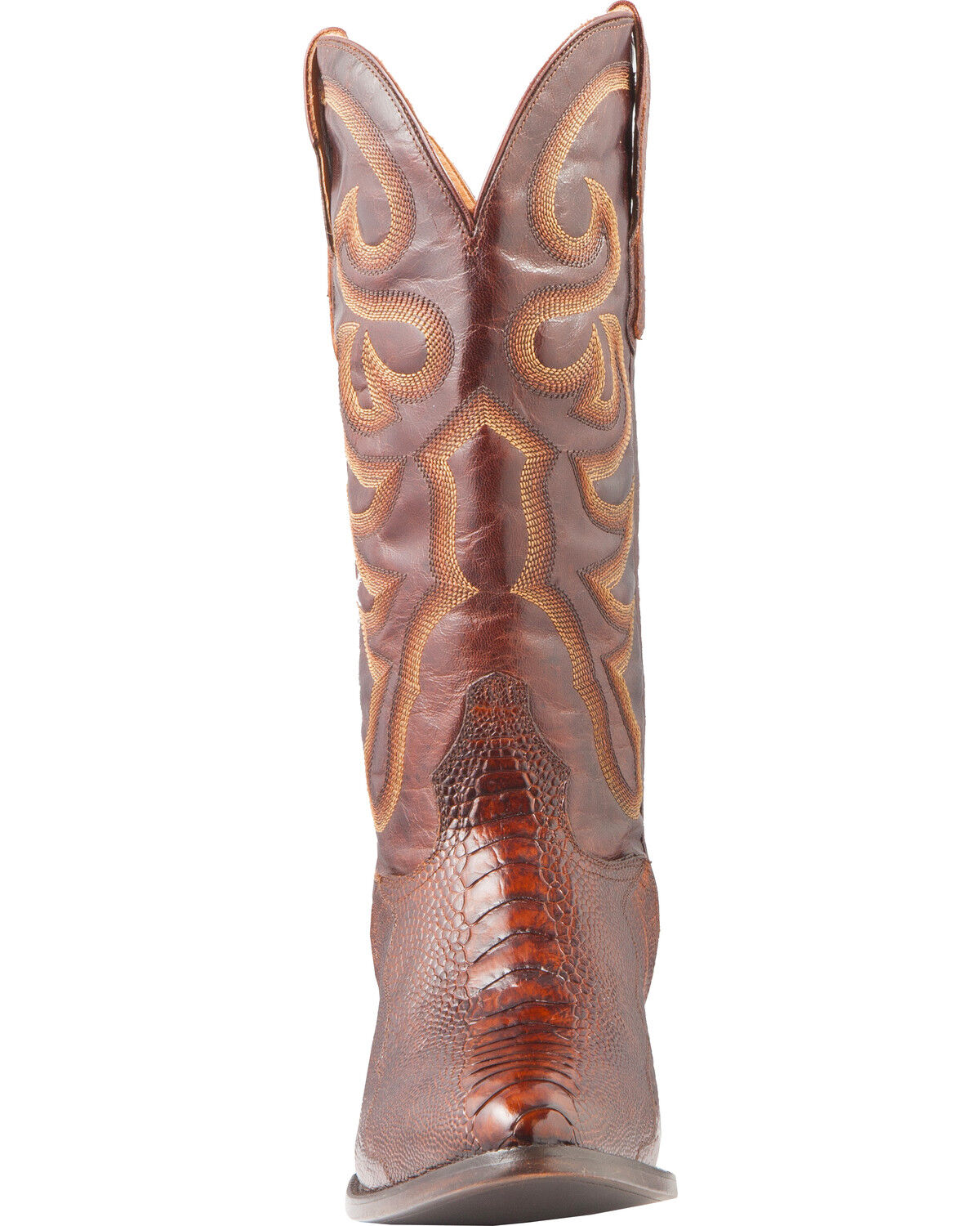 Image #4 - El Dorado Men's Handmade Ostrich Leg Brass Western Boots - Round Toe, Bronze, hi-res