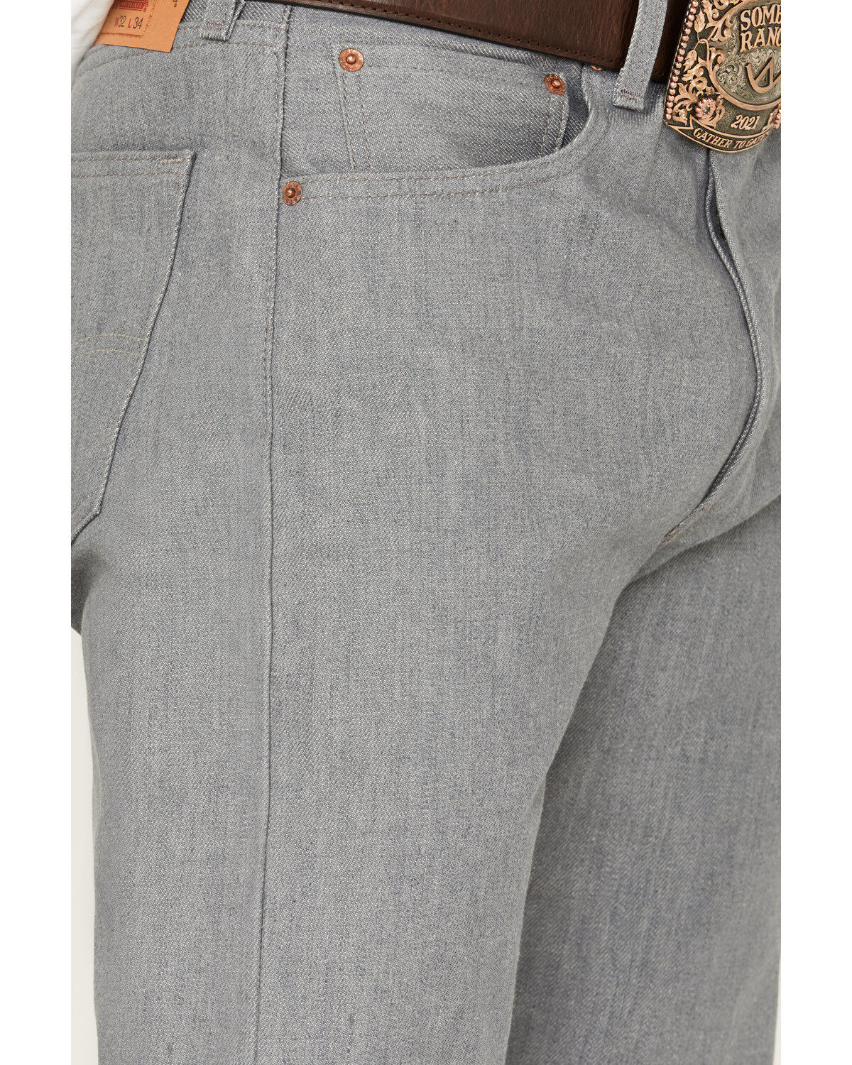 Image #2 - Levi's Men's 501 Original Fit Straight Leg Jeans, Silver, hi-res