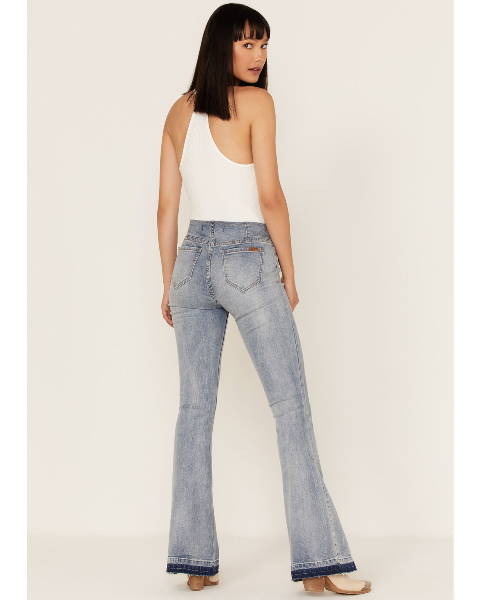 Image #3 - Rock & Roll Denim Women's Light Wash High Rise Flare Jeans, Light Wash, hi-res
