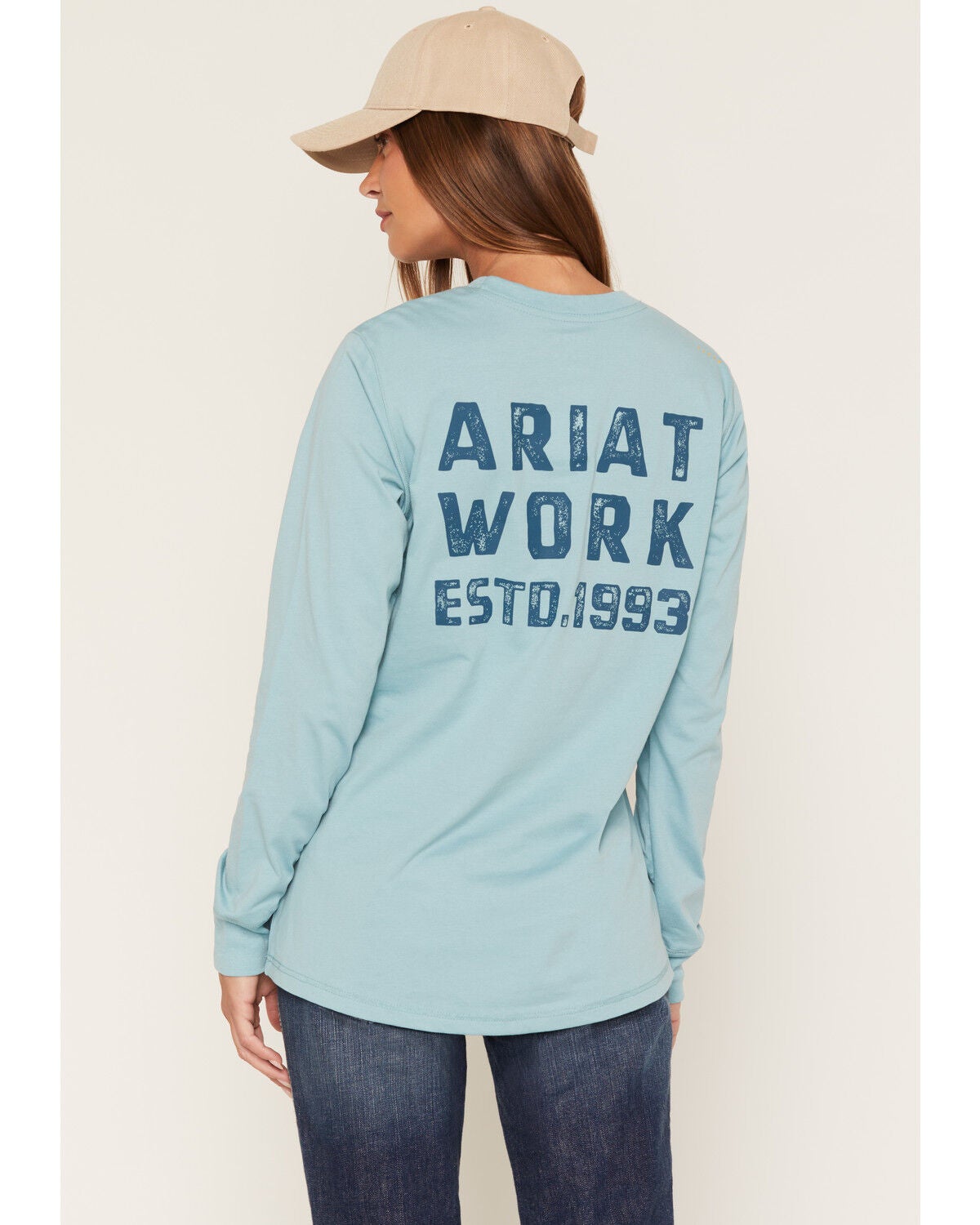 Ariat Women's Workman EST 1993 Long Sleeve Work T-Shirt, Turquoise, hi-res