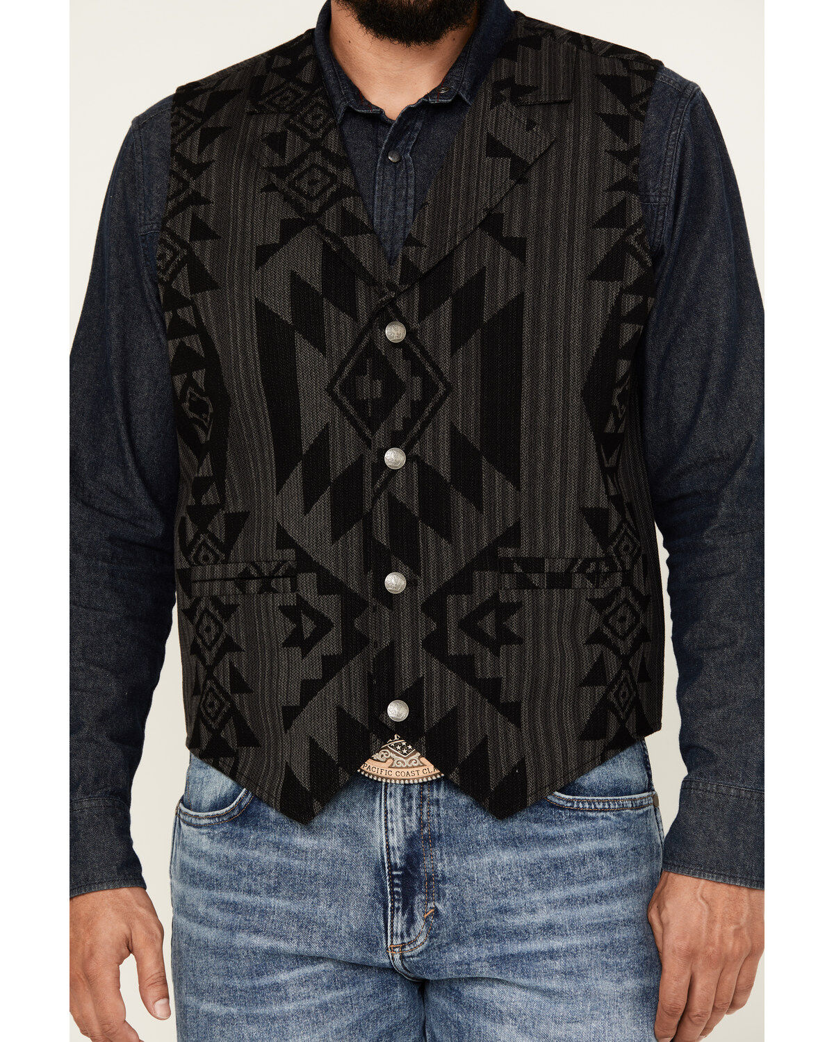 Image #3 - Cody James Men's Yuma Southwestern Jacquard Vest, Black, hi-res