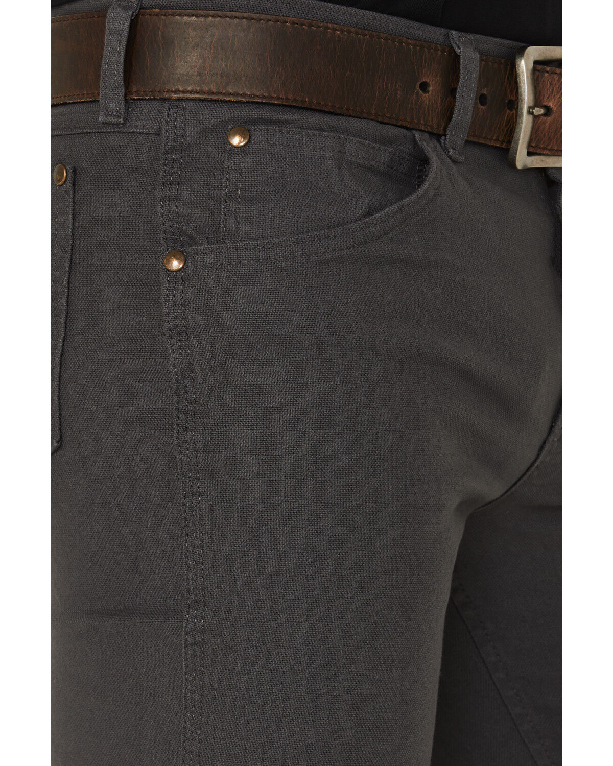Image #2 - Wrangler Men's Tough Comfort Slim Straight Cowboy Cut Canvas Jeans - Tall, Dark Grey, hi-res