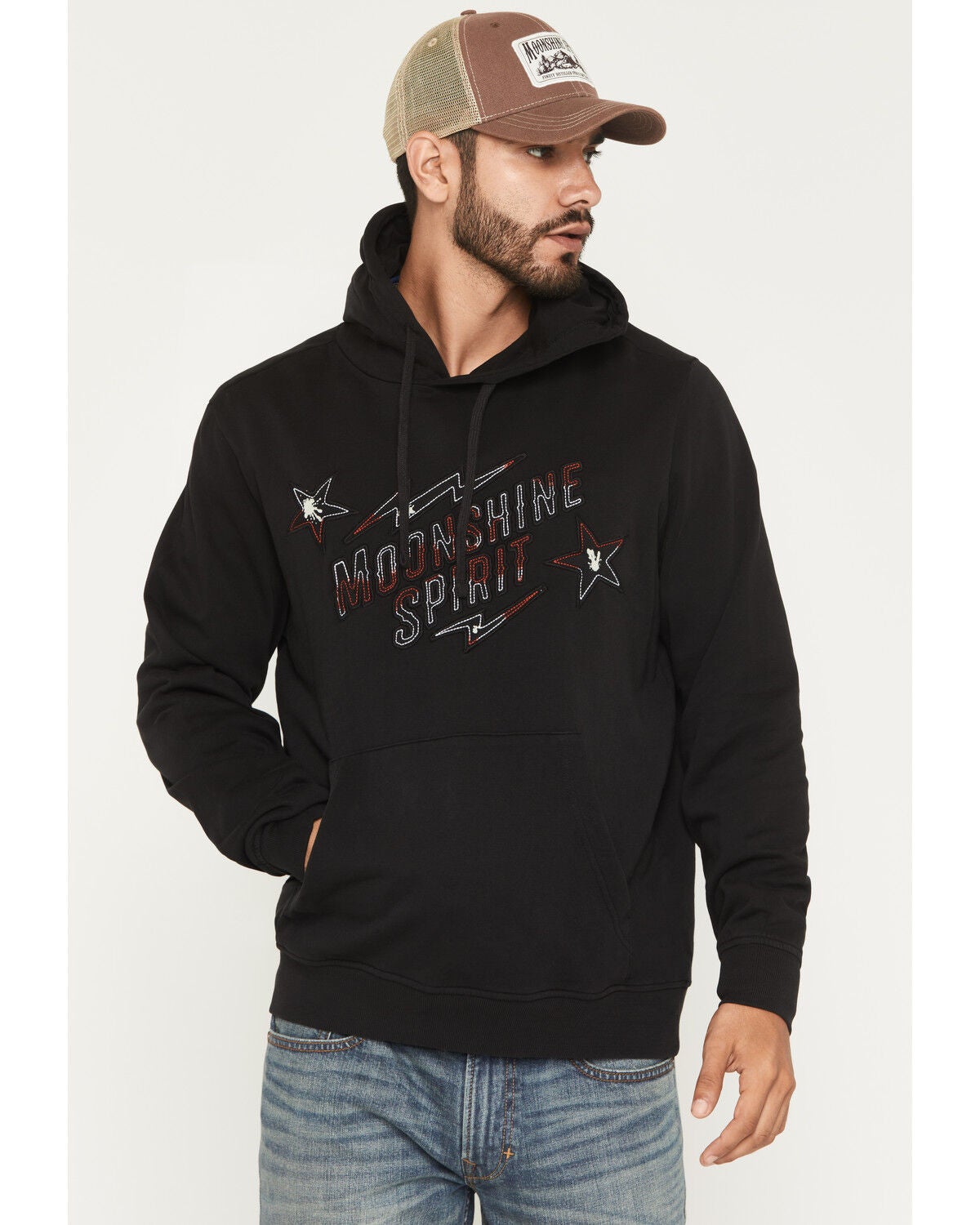 Image #1 - Moonshine Spirit&reg; Men's Mealer Logo Hooded Sweatshirt, Black, hi-res