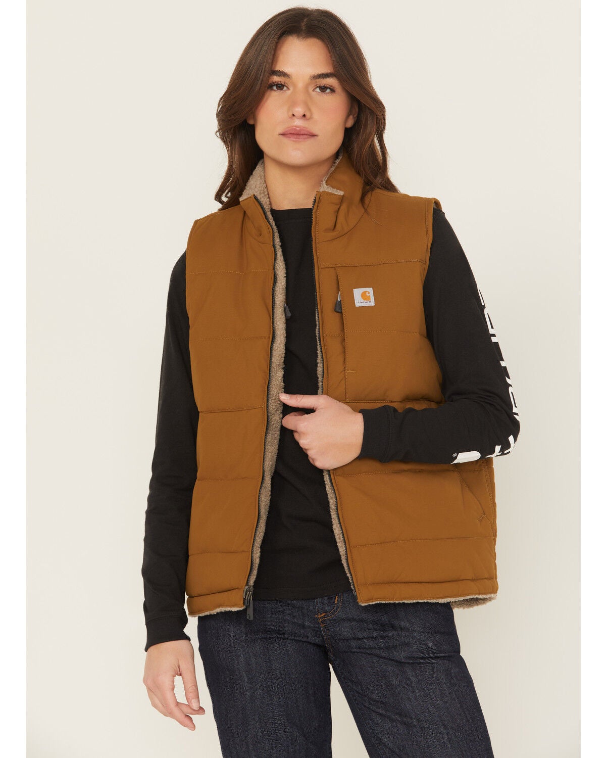 Carhartt Women's Montana Relaxed Fit Insulated Vest, Brown, hi-res