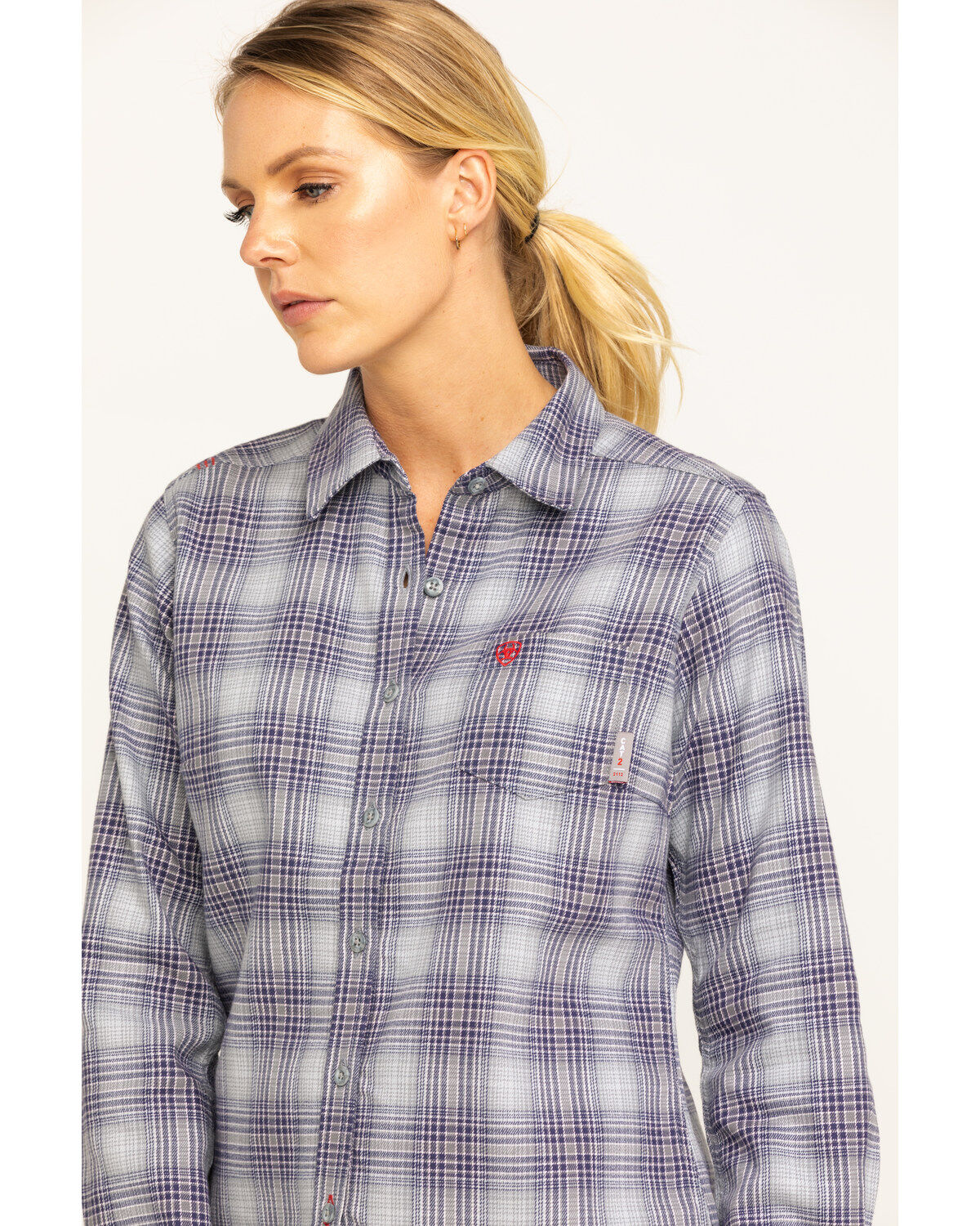 Image #5 - Ariat Women's Boot Barn Exclusive FR Abigail Plaid Print Long Sleeve Work Shirt, , hi-res