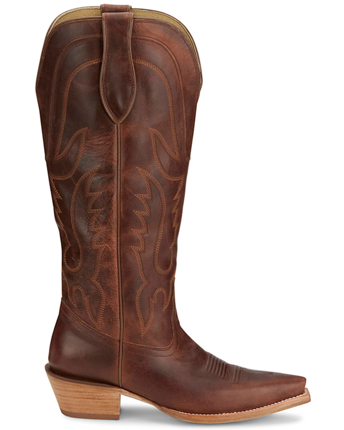 Image #2 - Tony Lama Women's Derby Jess Tall Western Boots - Snip Toe, Cognac, hi-res
