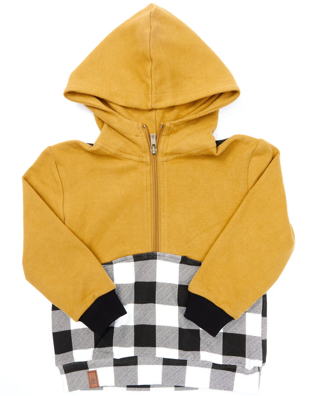 Image #1 - Ampersand Avenue Girls' Buffalo Plaid 1/2 Zip Front Hooded Pullover , , hi-res