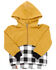 Ampersand Avenue Girls' Buffalo Plaid 1/2 Zip Front Hooded Pullover , Mustard, hi-res