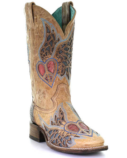 Image #1 - Corral Women's Sand Side Wing Western Boots - Square Toe, , hi-res