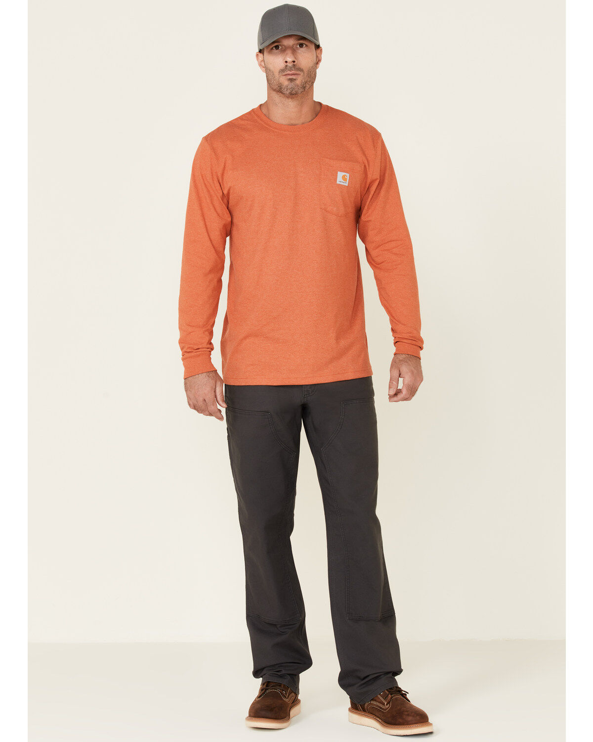 Image #2 - Carhartt Men's Loose Fit Heavyweight Long Sleeve Logo Pocket Work T-Shirt, , hi-res