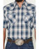 Image #3 - Ely Walker Men's Plaid Print Short Sleeve Pearl Snap Western Shirt, Navy, hi-res