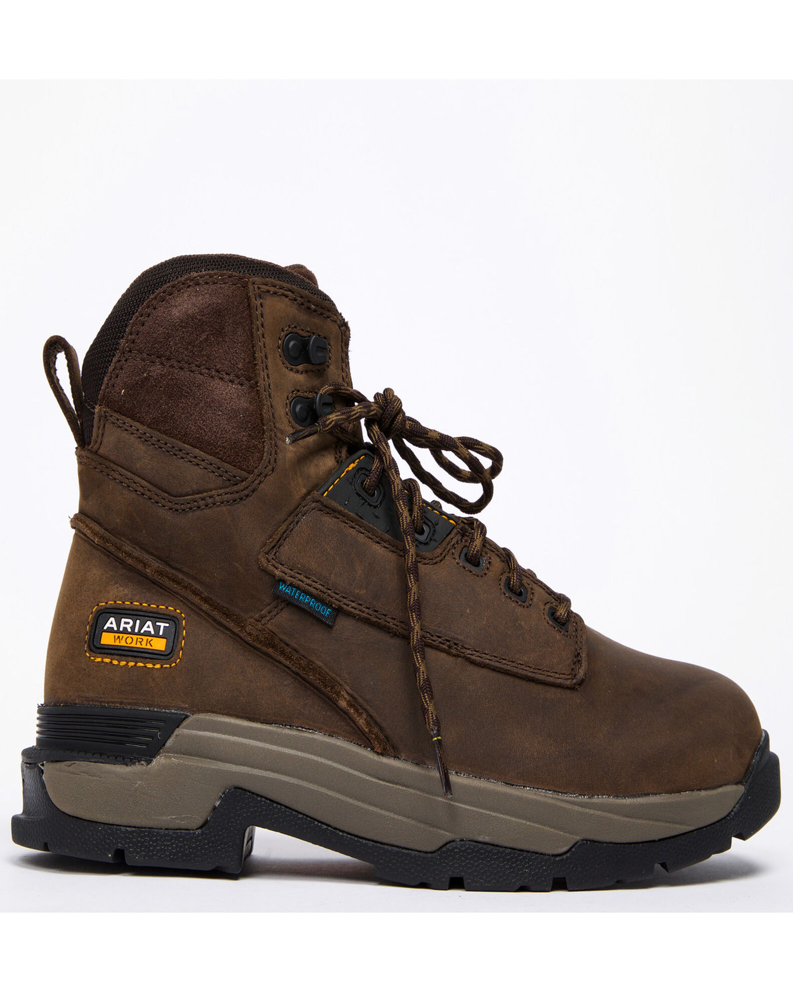 Image #2 - Ariat Men's Mastergrip 6" Waterproof Work Boots - Soft Toe, Brown, hi-res