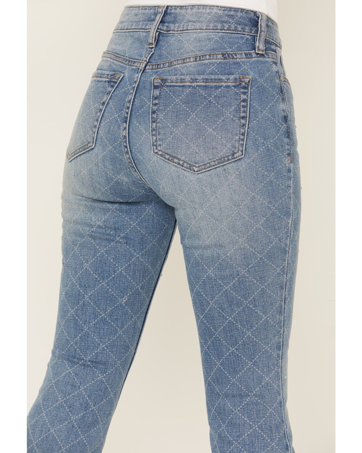 Image #4 - Shyanne Women's Luna Embellished High Rise Flare Stretch Denim Jeans, Light Wash, hi-res