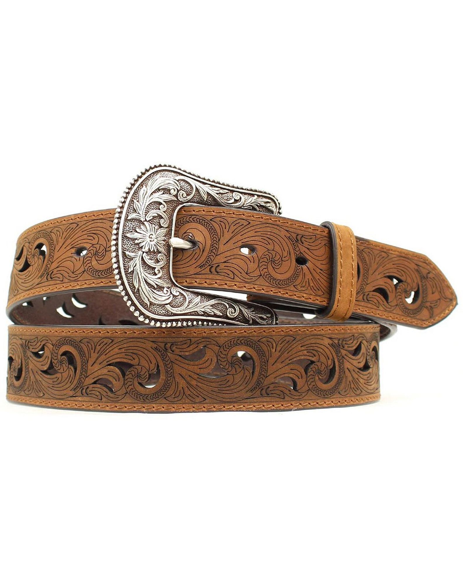 Product Name Ariat Paisley Design Cutout Leather Belt