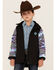 Hooey Girls' Southwestern Print Sleeve Zip-Front Softshell Jacket , Black, hi-res