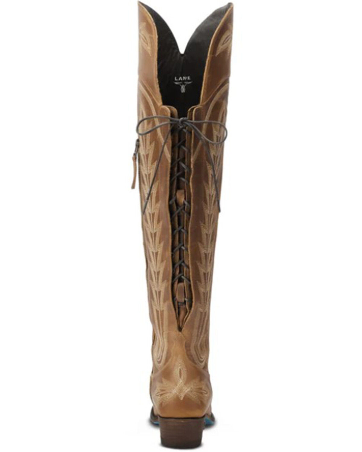 Image #5 - Lane Women's Lexington Over The Knee Corset Western Boots - Snip Toe, Brown, hi-res