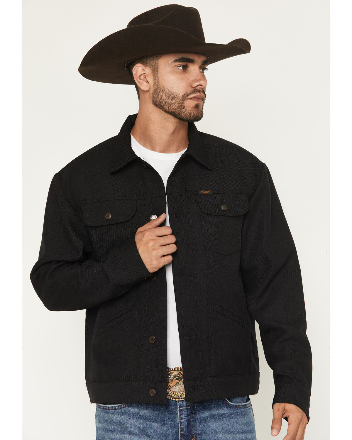 Image #1 - Wrangler Men's Wrancher® Button-Down Jacket, Black, hi-res