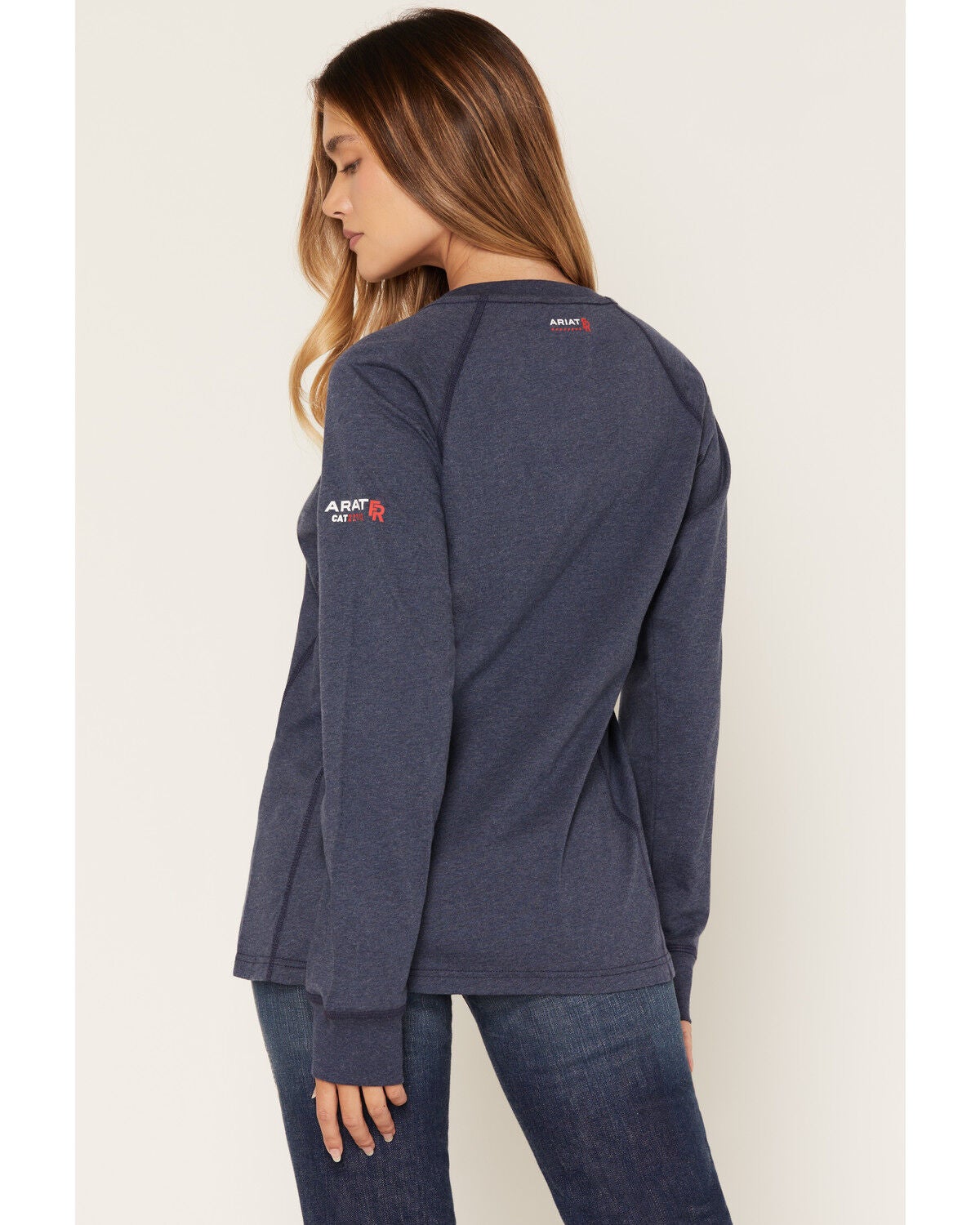 Image #4 - Ariat Women's FR Air Henley Long Sleeve Work Shirt, Navy, hi-res