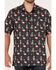 Scully Men's Pineapples & Flamingos All-Over Print Short Sleeve Button-Down Western Shirt , Black, hi-res