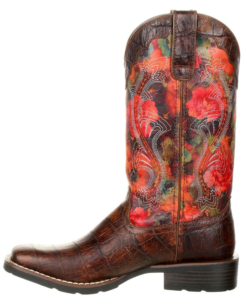 Durango Women S Mustang Faux Gator Western Boots Square Toe