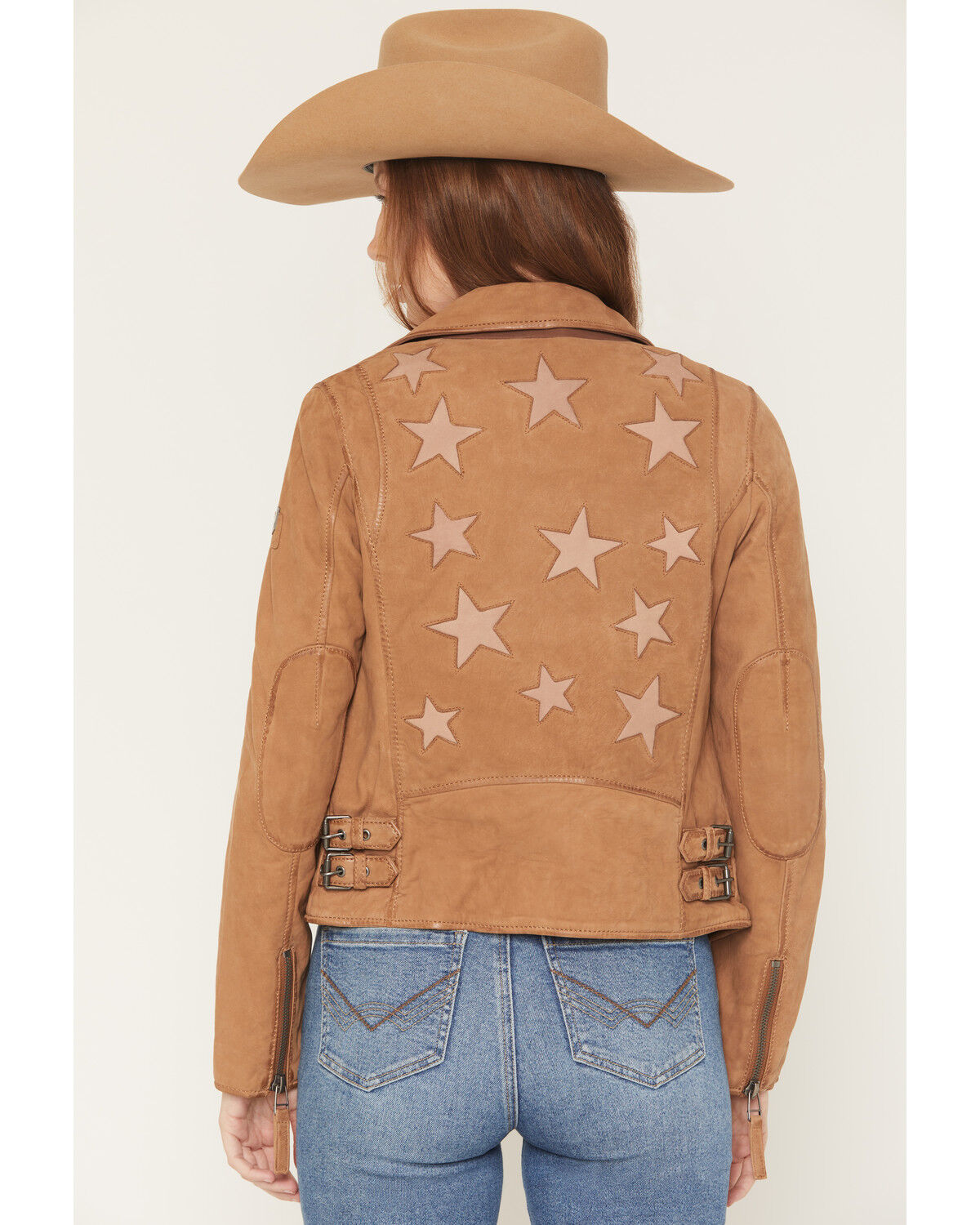 Image #1 - Mauritius Women's Misty Scatter Star Leather Jacket, Cognac, hi-res