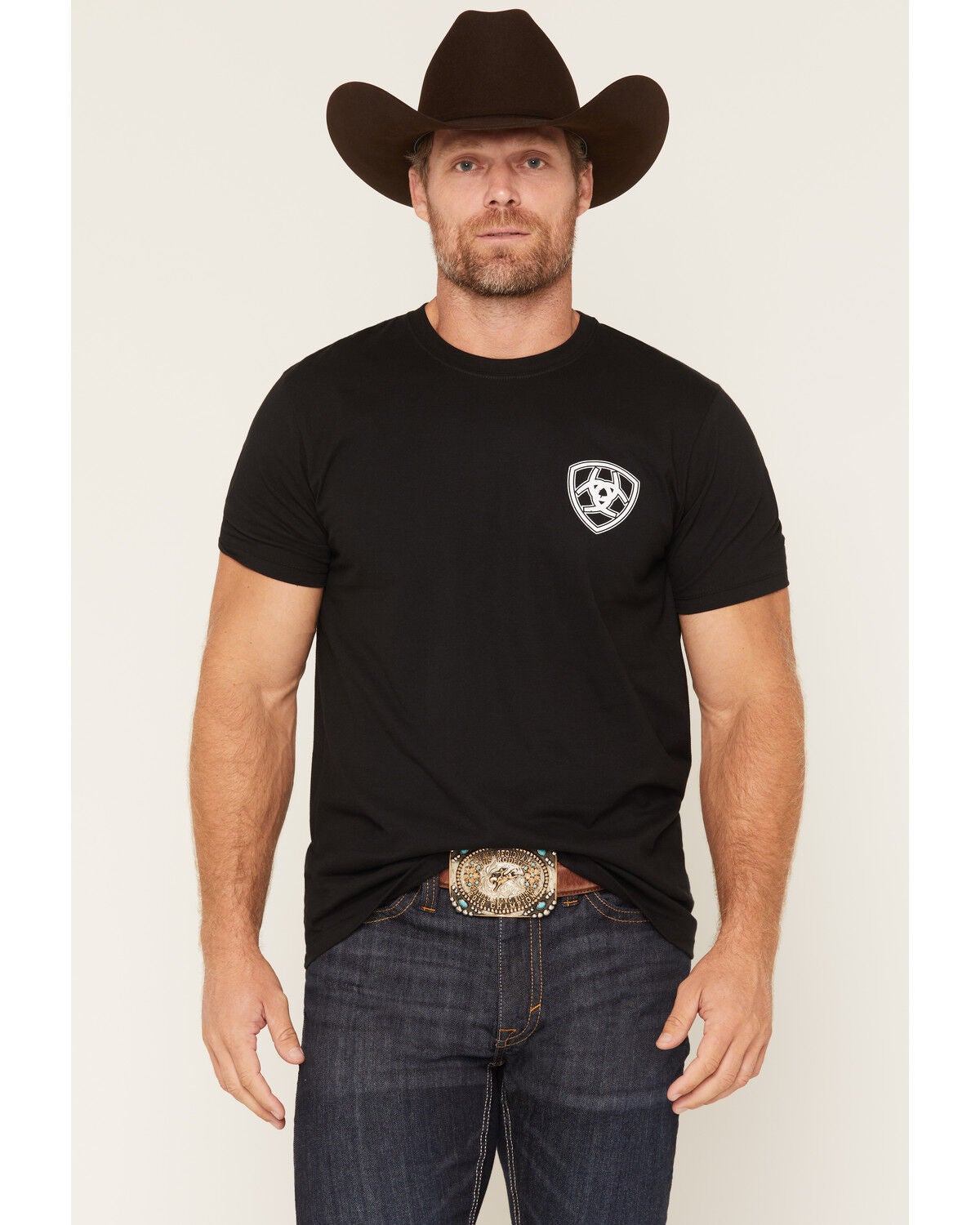 Image #2 - Ariat Men's Silo Charge Short Sleeve Graphic T-Shirt, Black, hi-res