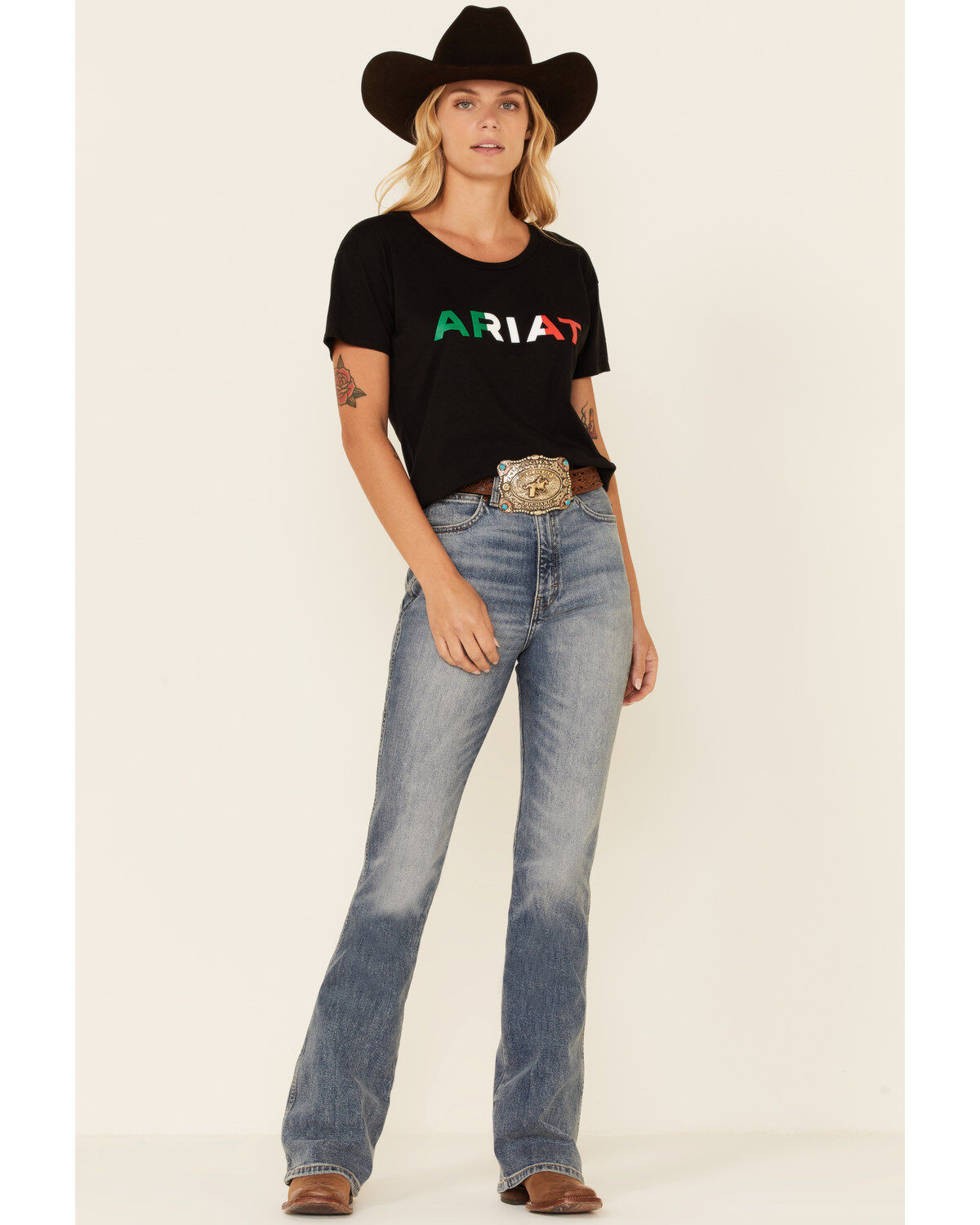 Image #2 - Ariat Women's Viva Mexico Logo Graphic Tee, Black, hi-res