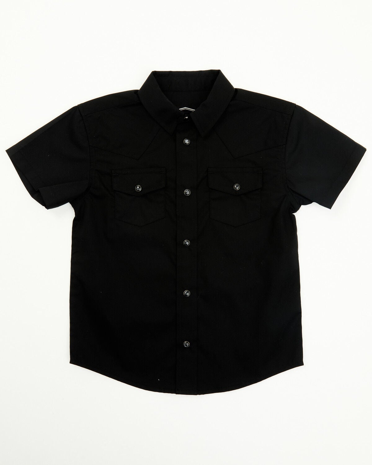 Gibson Trading Co Toddler Boys' Solid Short Sleeve Snap Stretch Western Shirt, Black, hi-res