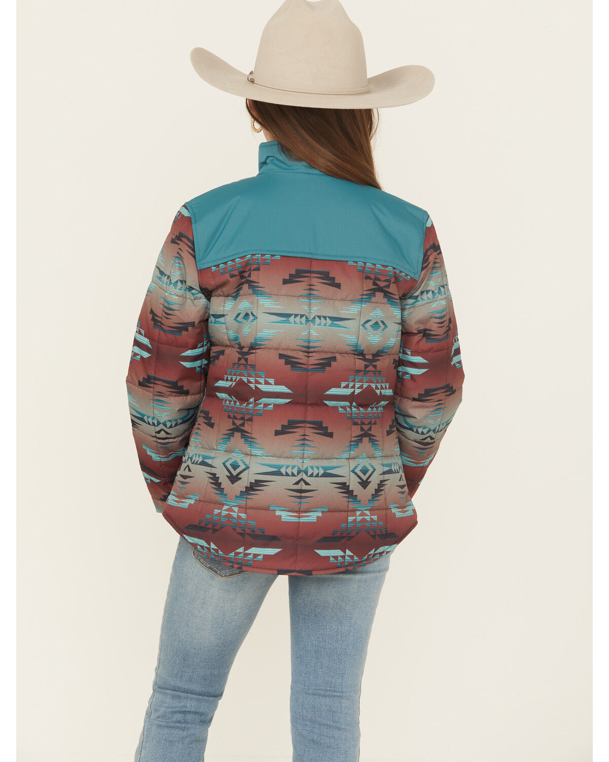 Image #4 - Ariat Girls' Southwestern Print Crius Jacket, Teal, hi-res