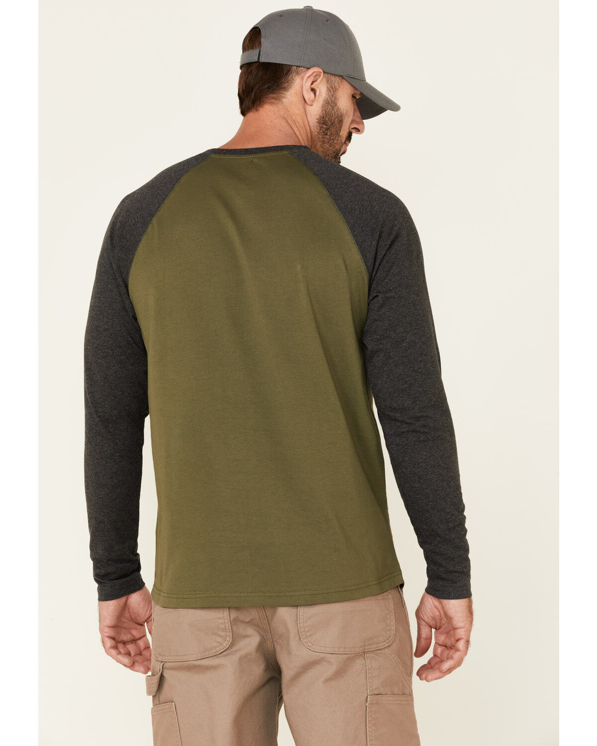 Image #4 - Hawx Men's Moss Green Original Baseball Crew Long Sleeve Work T-Shirt , , hi-res