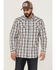 Image #1 - Moonshine Spirit Men's Burning Man Plaid Long Sleeve Snap Western Shirt, White, hi-res