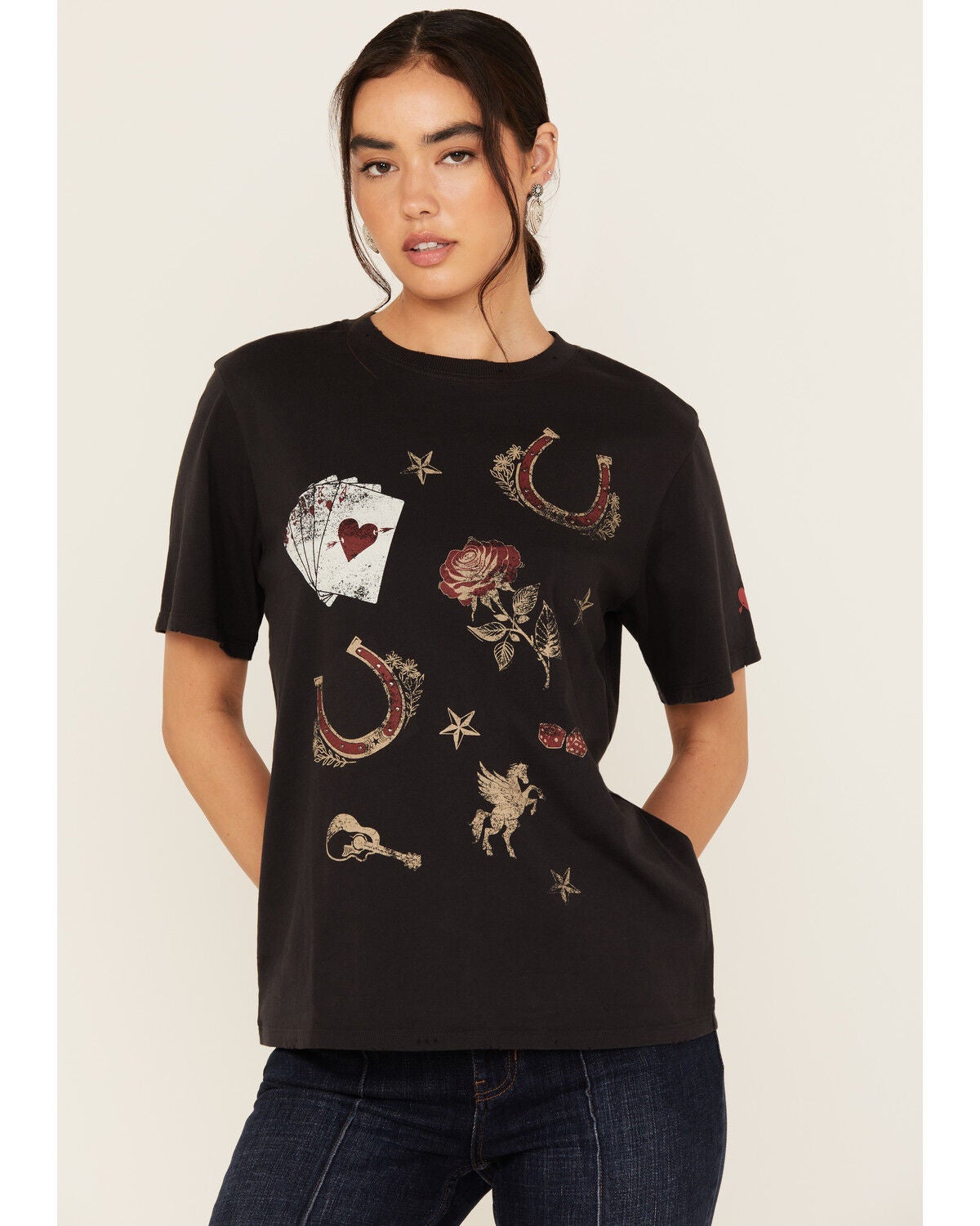 Idyllwind Women's Western Icon Printed Short Sleeve Graphic Tee, Black, hi-res