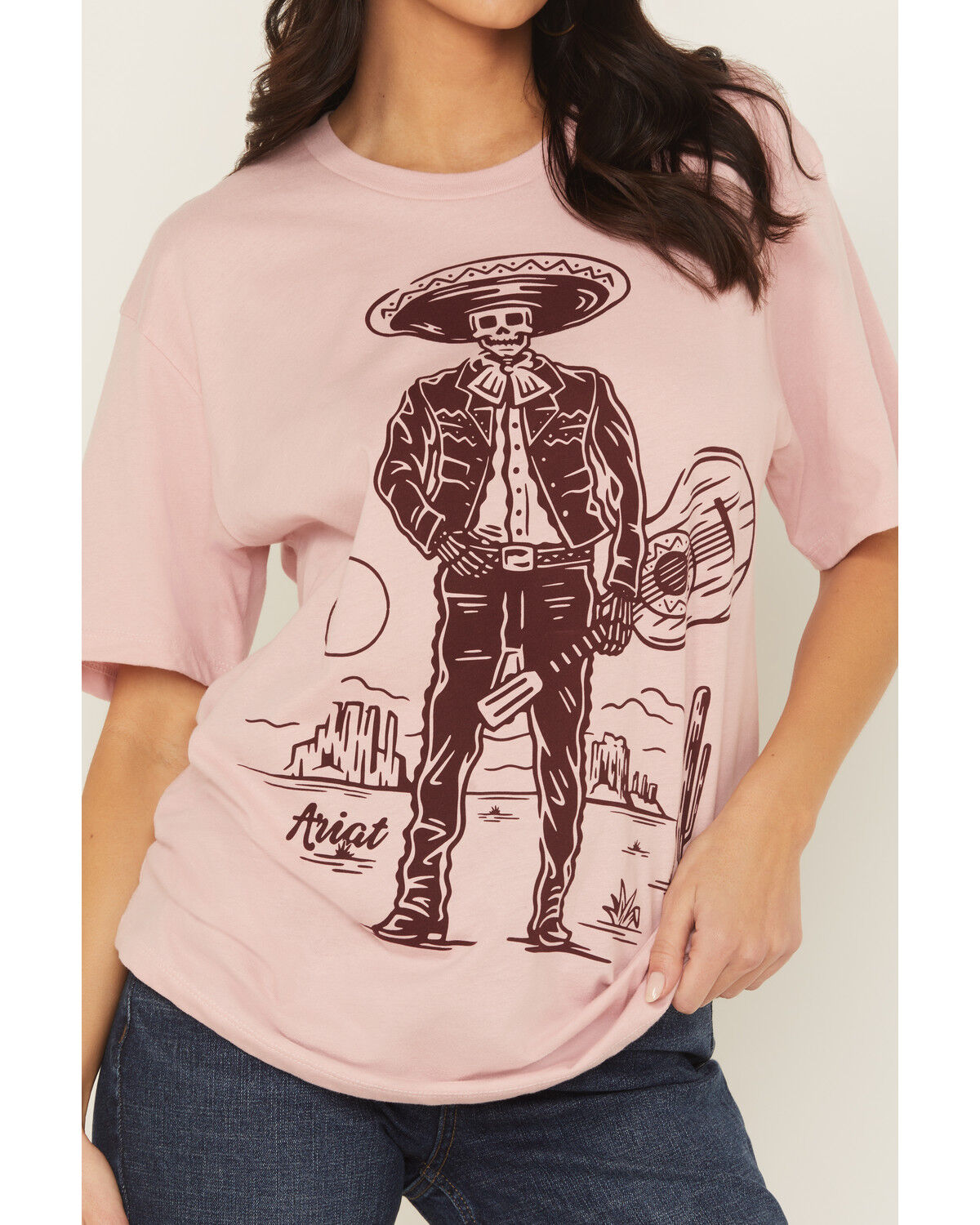 Image #3 - Ariat Women's Skull Short Sleeve Graphic Tee, Pink, hi-res