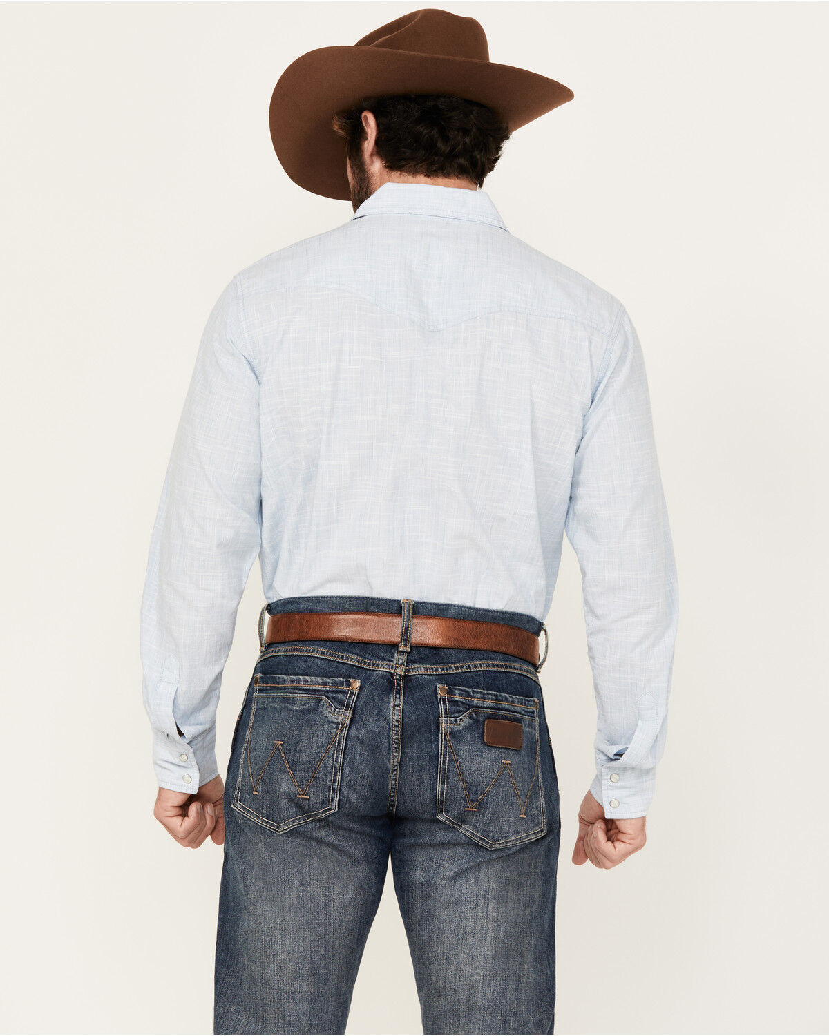 Image #4 - Wrangler Retro Men's Retro Solid Long Sleeve Snap Western Shirt, Light Blue, hi-res
