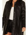 Mauritius Leather Women's Tie Front Prague Leather Shacket, Black, hi-res
