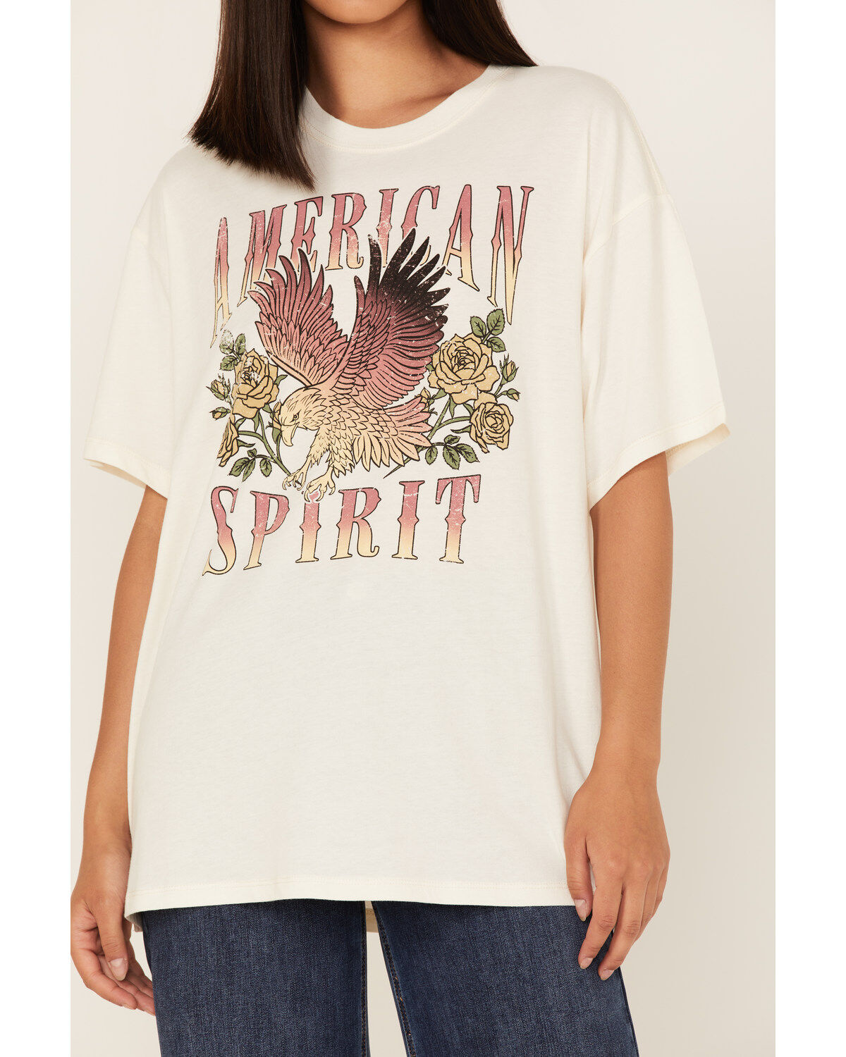 Image #3 - Cleo + Wolf Women's American Spirit Vintage Oversized Graphic Tee, Ivory, hi-res