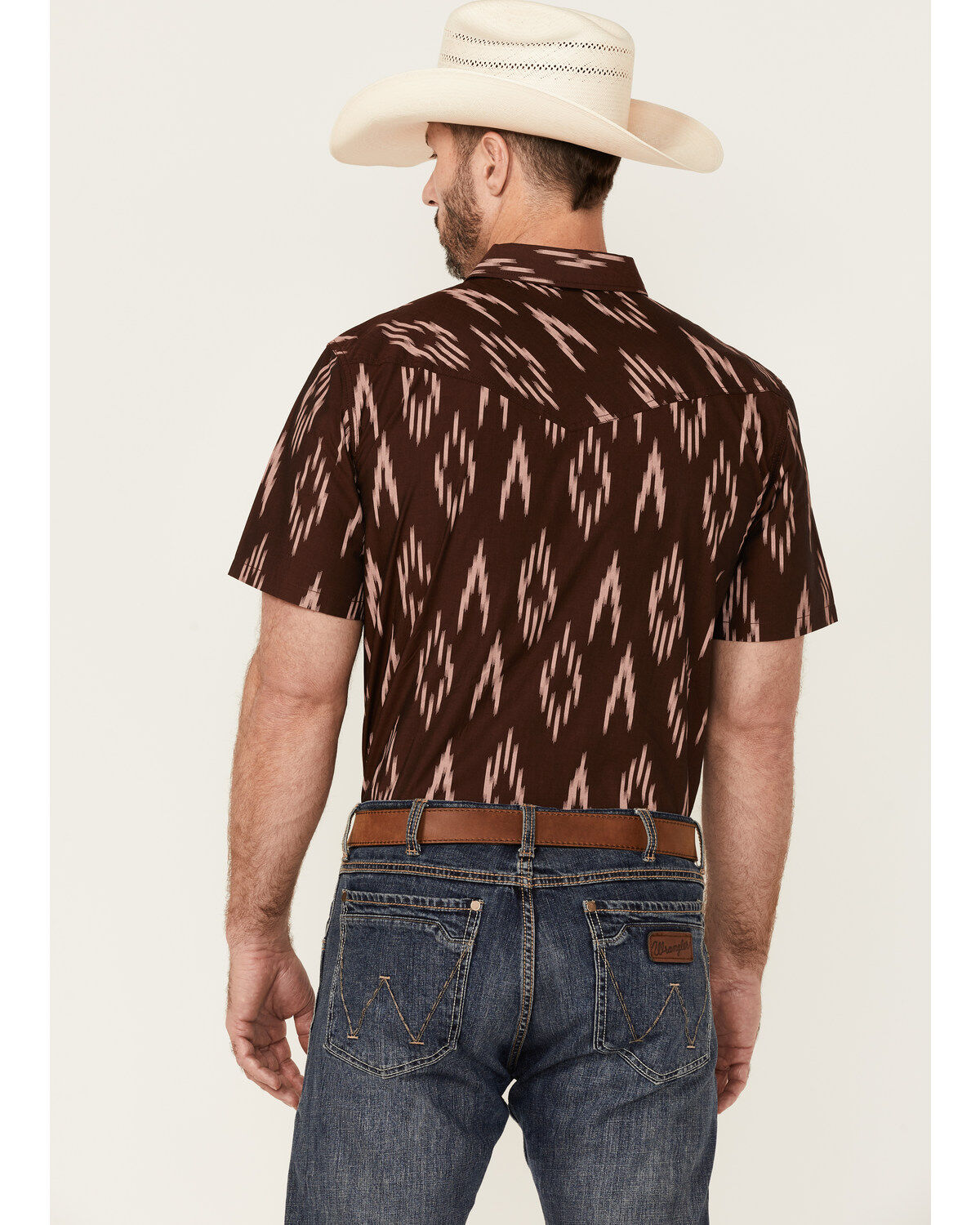 Image #4 - Cody James Men's Treaty Southwestern Print Short Sleeve Snap Western Shirt, Burgundy, hi-res