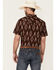 Image #4 - Cody James Men's Treaty Southwestern Print Short Sleeve Snap Western Shirt , Burgundy, hi-res