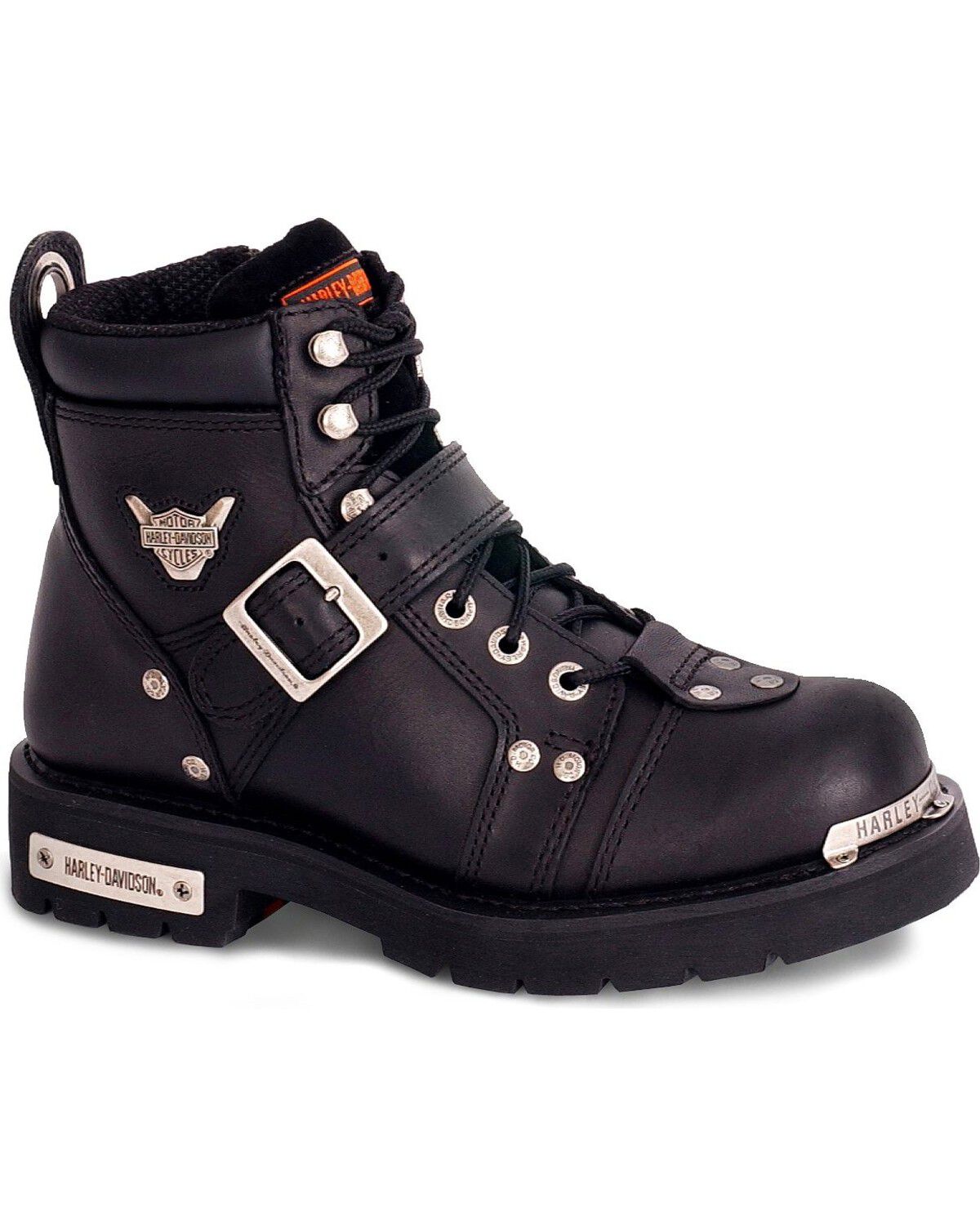 Harley Davidson Brake Buckle Motorcycle Boots - Round Toe, Black, hi-res