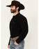 Image #2 - Wrangler Men's Solid Long Sleeve Snap Denim Western Shirt, Black, hi-res