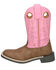 Image #3 - Smoky Mountain Girls' El Paso Western Boots - Broad Square Toe, Brown/pink, hi-res