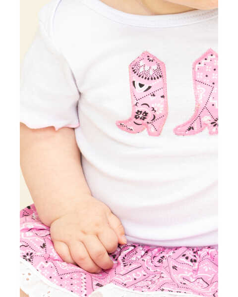 Image #2 - Baby Korral Infant Girl's Paisley Ruffle Onesie, Pink, hi-res