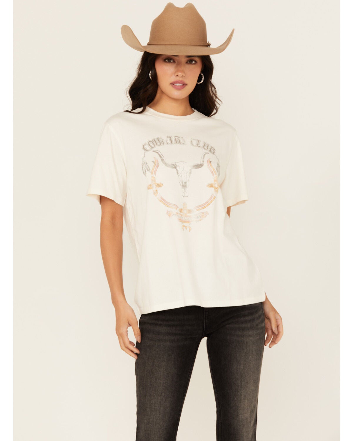 Idyllwind Women's Country Club Boyfriend Fit Short Sleeve Graphic Tee, Ivory, hi-res